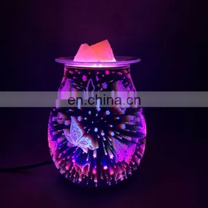 New 3D Glass Colorful Gradient Fireworks Aromatherapy Lamp Colorful Color Changing Plug-in Butterfly Table Lamp thumbnail-5