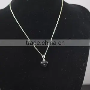 Low Price Shamballa Necklace Wholesale Heart Shape New Arrival Crystal Clay Shamballa With Silver Chains Necklace thumbnail-1