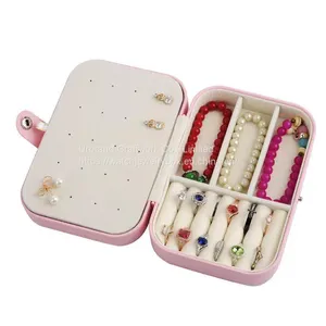Beige Pink Light Pink 3 Colors Leather Jewelry Box Mini Jewelry Storage Box thumbnail-3