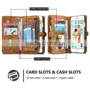 CaseMe Cell Phone Case Card Holder Wallet for Iphone 6 Genuine Leather Case thumbnail-3
