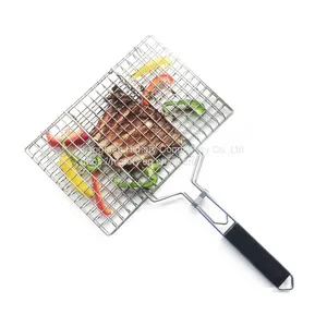Portable Easy-to-flip With Removable Handle Grill Basket Fish Grill Non-Stick Foldable Nets thumbnail-5