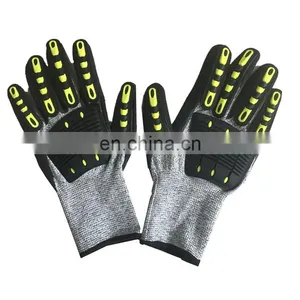 Sandy Nitrile Coated Level 5 Oilfield Anti Slip Cut Resistant TPR Impact Mechanic Gloves thumbnail-2