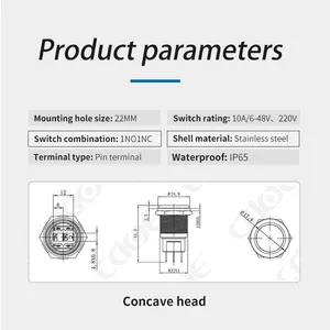 Ip65 22mm Rgb Tri-color 220v 1 Normally Open and 1 Normally Close 10a Momentary Switch thumbnail-3