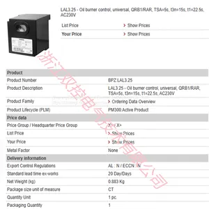LAL3.25 BPZ:LAL3.25 MFN:LAL3.25 Siemens Boiler Combustion Controller AC230V thumbnail-1