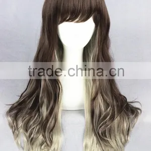 High Quality 65cm Medium Long Wave Brown&Gray Color Mixed Lolita Wig Synthetic Anime Wig Cosplay Hair Wig Party Wig thumbnail-2