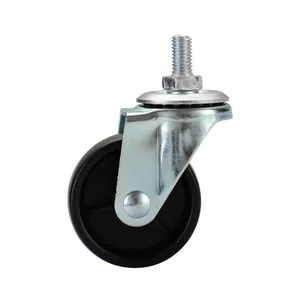 Casters 1.5-Inch 2-Inch 2.5-Inch 3-Inch Black PP Flat Universal Wheel Fixed Edge Brake Screw Stroller Wheels Wholesale thumbnail-4
