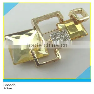 Gold Metal Base Topaz Square Rhinestone Brooch Glass Stone Brooch 3x5cm thumbnail-1