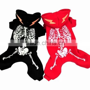 Wholesale Luminous Shock Dragon Spring Autumn Fleece Skeleton Pattern Black Dog Clothing Pet Clothes thumbnail-5