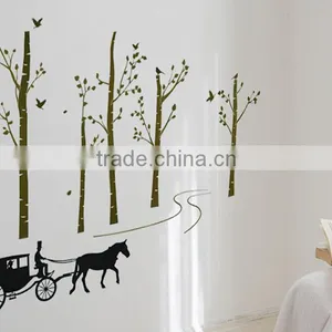 Black Trees Birds Carriage Wall Decal Home Sticker Paper Removable Living Room Bedroom Art Picture DIY Mural thumbnail-4