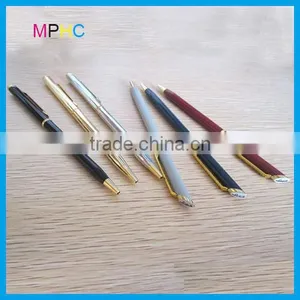Popular Promotional Slim Thin Cross Hotel Used Metal Ball Pen With Epoxy Logo thumbnail-4