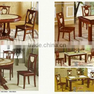 Marble Top Tea Table Set With Wood Side thumbnail-1