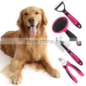 Homdox 4pcs/Dog Grooming Kit-Best Combing,Nail Trimming,and Brush Cleaning From Pet Toes.Home Supplies Tool Set for Pet AM003212 thumbnail-1