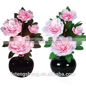 Wedding Decor Artificial LED Silk Fiber Optic Peony Flowers Lamp Pot thumbnail-2