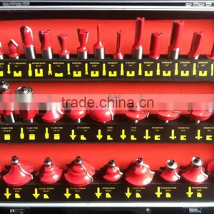 TC-035B 12mm Shank 35PCS Red Colour TCT Router Bit Set In Aluminum Carrying Case Quality Choice thumbnail-1