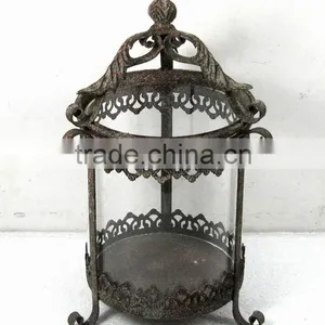090228MC-round Engraved Metal Candle Lantern thumbnail-1