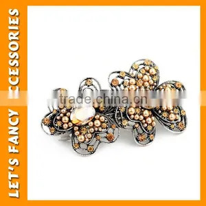 PGHD0333 High Quality Elegant Vintage Style Metal Hair Jewelry Ornaments Accessory Colorful Flower Hair Clips thumbnail-2