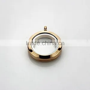 Factory Price 316L Stainless Steel Screw Rose Gold Plain 25mm Floating Glass Lockets Pendant thumbnail-1