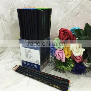7" Standard Size Triangular Shape Soft Wood 72pcs Matt Black Body HB Pencil With Dipped Top thumbnail-2