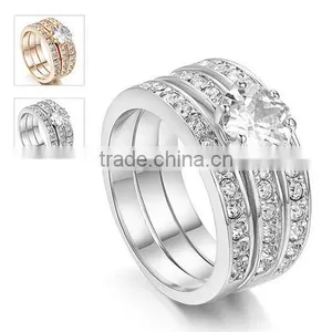 3pcs/Set 18kgp Jewelry Gold Rings Price With Stones Supplier's Choice thumbnail-1