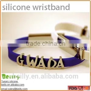 Custom Debossed Embossed Silk Print Ink-filled Colourful Silicone Wristbadn Bracelet thumbnail-3