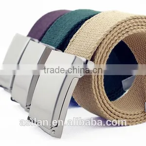Unisex Flat Buckle Leisurely Canvas Belt Thin Style Lovers Belt 4001 thumbnail-1