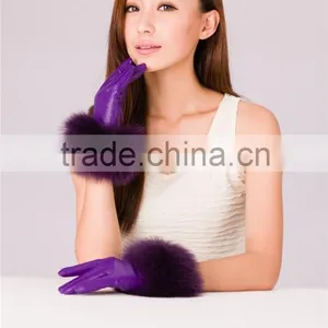Fashion Hot-selling Safety Winter Gloves Gloves Leather Glove With Fox Fur thumbnail-2