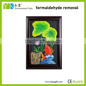 Modern Decor Lotus and Fish Embossed Wooden Frame Wall Art Decor for Formaldehyde Removal thumbnail-1