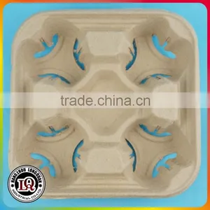 Disposable Biodegradable Pulp 4 Cups Holder Tray thumbnail-1