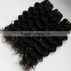 100% Human Brazilian Hair Weft Virgin Remy Deep Wave Hair Weaving Natural Color thumbnail-1