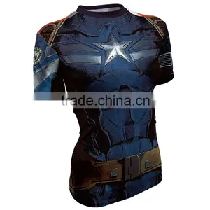 Wholesale Fashionable Sublimation T-shirts for Women Custom Gym T-shirt Printing Tights T-shirts Womens Sportwear thumbnail-6