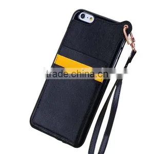Ultra Thin pu Skin+tpu Dual Color Cellphone Pocket Leather Case for Iphone 6/6s With Hand Rope Supplier's Choice thumbnail-1