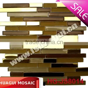 New Design Shinning Slim Glass and Gold Metal Mosaic Wall Tiles Mosaic Manufacturer in Foshan Near China Ceramic City thumbnail-1