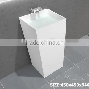 Wholesales Marble Wash Basin Price Free Standing Solid Surface Pedestal Wash Basin thumbnail-4