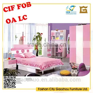 MDF With High Gloss Finish Modern Colorful Princess Multifunctional Youth Bedroom Set thumbnail-1