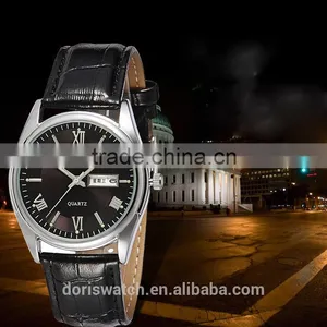 Trendy Custom Brand Logo Men Quartz Wirst Vintage Leather Watch Luminous Pointer Dial thumbnail-1