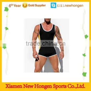 Low Cut Custom Body Building Wrestling Singlet for Men thumbnail-1