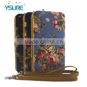 2016 New Style Jean Material Lady Wallet Metal Cases for Universal Mobile Phone, With Mirror and Card Slots thumbnail-1