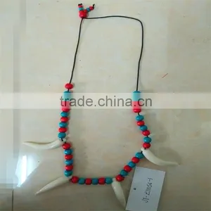 Exquisite Design Dress Party Blue-red Beaded With Ivory Necklace thumbnail-1
