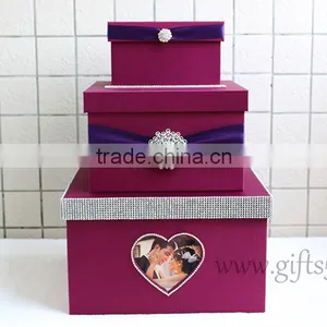 Elegant Purple Wedding Card Box in Handmade With Photo Frame thumbnail-2