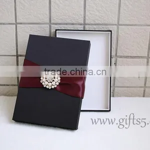 Graceful Black Silk Wedding Packaging Box for Invitation Cards thumbnail-2