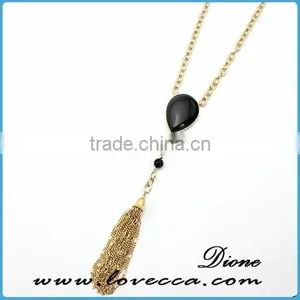 China Factory Wholesale Women Gold Chain Black Stone Necklace thumbnail-5