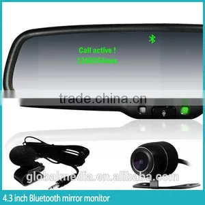 4.3inch LED Bluetooth Handsfree Car Kit Rearview Mirror With Oem Bracket and Rear Camera Display thumbnail-1