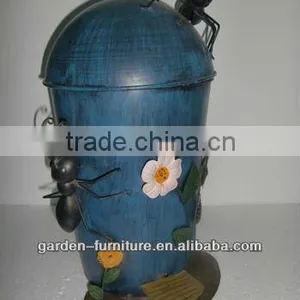 Wholesale Wrought Iron Handed Crafts Outdoor Decor Stylish Unique Decorative Metal Trash Cans thumbnail-1