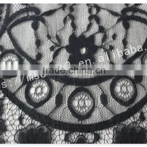 Good Price 44cm Width Polyester Floral Eyelash Black Lace Trim for Sale thumbnail-4