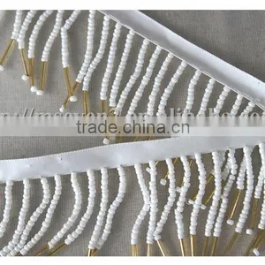 China Fashion White Beaded Fringe Trim Lampshade Beads Fringe for Decoration thumbnail-5