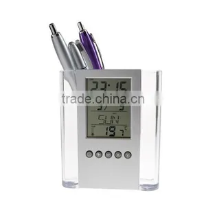 Hot Pen Holder Table Clock With Calendar With High Quality thumbnail-1