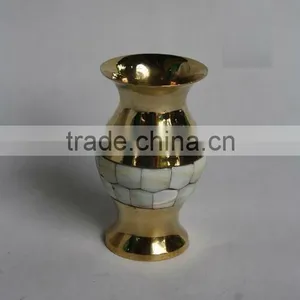 Mother of Pearl Mosaic Brass Vase Available in Other Shapes Also thumbnail-1
