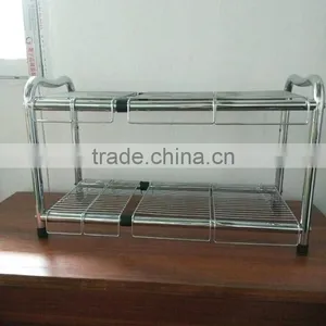 Under Sink 2 Tier Expandable Organizer Shelf Silver thumbnail-2