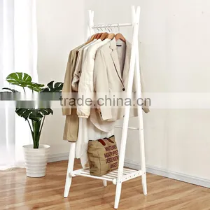 Wooden Coat Hanger With Base Board Wooden Clothes Rack thumbnail-3