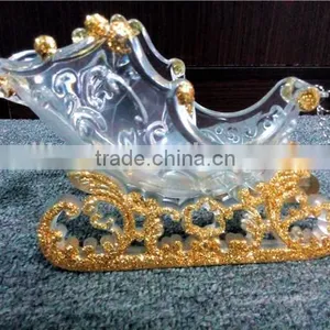 2016 Hot Sale Christmas Decoration Three Acrylic Reindeer and Sleigh With Gold Glitter thumbnail-2